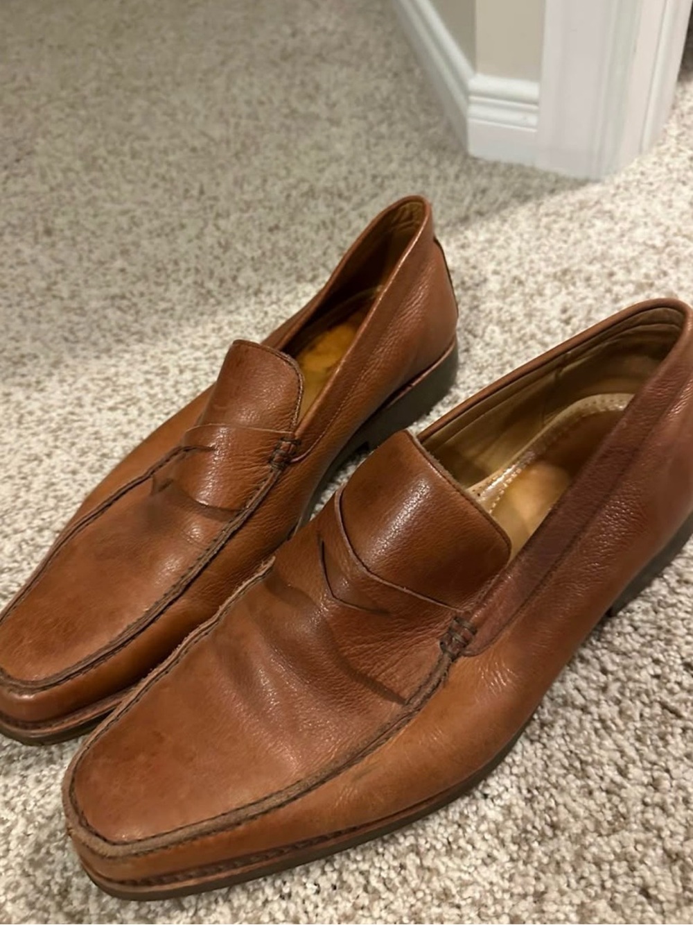 Sandro Moscoloni Men's Brown Leather Penny Loafers